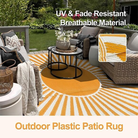 NEW Waterproof Outdoor Rug 5x8, Reversible Outdoor Plastic Straw Camping Rug - Picture 3 of 5